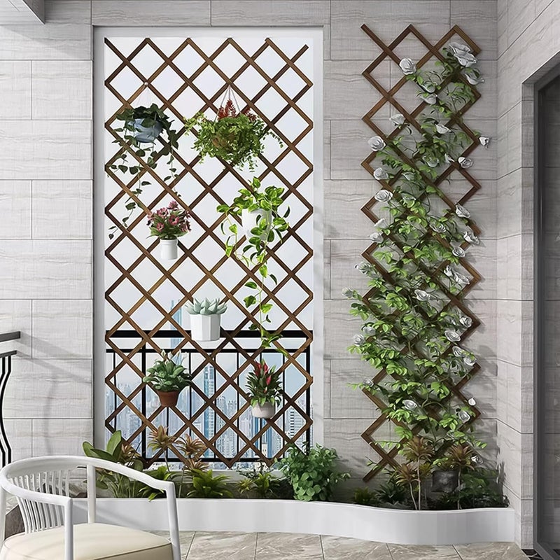 Tilinyan & one Expandable Garden Trellis, 37" x 90" Trellis for Climbing Plants Outdoor, Wooden Lattice Fence Wall Panel Lattice Panels for Outside, for Climbing Plants Vine Ivy Rose Cucumbers - Image 5